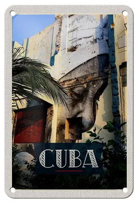 Produktbild von Blechschild Reise 12x18cm Cuba Karibik Gemälde auf Hauswand Schild