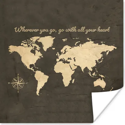 Produktbild von MuchoWow® Poster Weltkarte - Vintage - Windrose 75x75 cm - Wand Dekoration