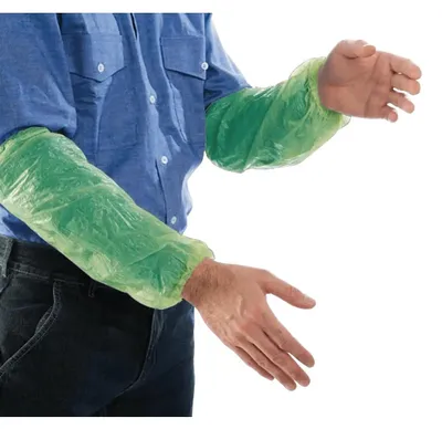 Zdjęcie produktu dla Ochraniacze na rękawy Sir Safety z polietylenu, wodoodporne, 40 cm, 100 sztuk, rozmiar uniwersalny, ZIELONE