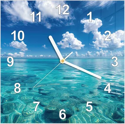 Produktbild von Wanduhr aus Glas mit Motiv Meereshorizont- 30 x 30 cm - inkl. Aufhängesystem