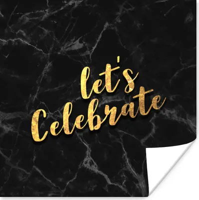 Produktbild von MuchoWow® Poster Zitat - Party - Gold - Marmor 75x75 cm - Wand Dekoration