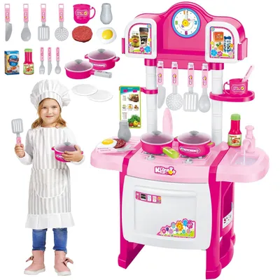 Produktbild von Spielzeugküche Kinderküche Rollenspiel-Küche - 18 Zubehörteile - Mit Licht und Geräuschen - Mit Wasserfunktion