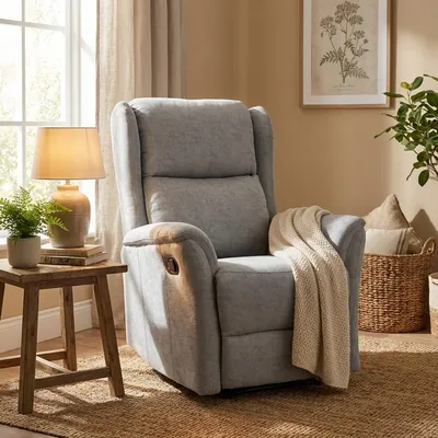 Image de Fauteuil relax à réglage manuel avec repose-pieds en tissu Hope - gris clair
