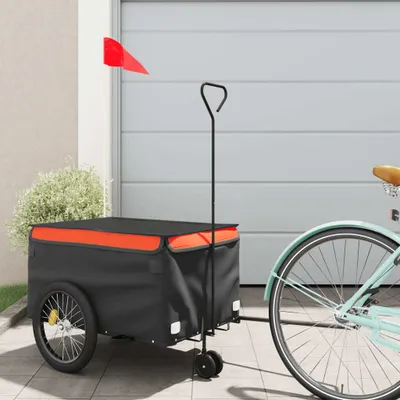 Produktbild von Möbel Fahrradanhänger Schwarz und Orange 30 kg Eisen - Fahrradanhänger 94096