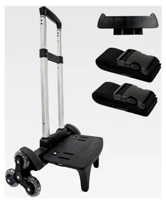 Produktbild von Faltbarer Rucksack-Trolley – schwarze 3-Rad-Handkarre mit Gurt für Reisen, Pendeln und den täglichen Gebrauch