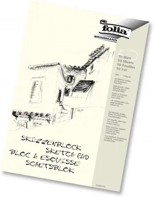 Produktbild von folia - Skizzenblock, 120 g/qm, weiß, 50 Blatt - hochfeines, weißes Zeichenpapier, chlorfrei (DIN A3 | 2er Pack)