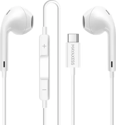 Produktbild von Mayaxess, USB-C Kabelkopfhörer mit Mikrofon für Google Pixel 10 Pro, Weiß
