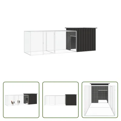 Produktbild von The Living Store Hühnerkäfig Anthrazit 300x91x100 cm Verzinkter Stahl