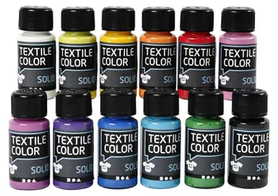 Produktbild von Creativ Company Textilfarbe Set - 12 deckende Farben je 50ml