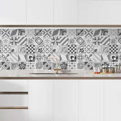Produktbild von Klebefolie für die Küche – Lumaléa – Zementfliesen-Effekt – Klebefolie + MATTER Schutz – 60 x 60 cm