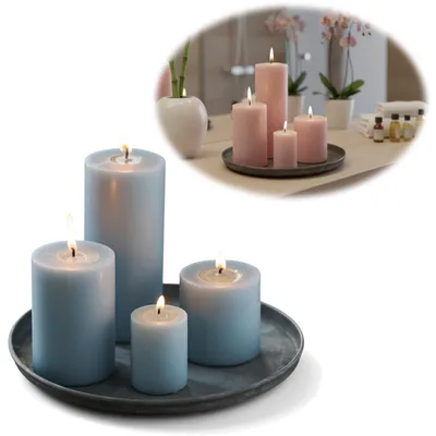 Produktbild von LS-LebenStil Metall Deko Kerzenteller 22cm Rund Silber Kerzentablett Kerzenschale Schale