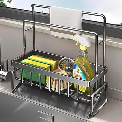 Produktbild von PolkaHome® Spülorganizer, Küchenorganizer, Schwammhalter, Spüle, Küche und Bad, Spülenorganizer für Schwämme, Handtücher, Bürsten