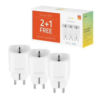 Produktbild von Hombli smarte Steckdose EU, weiß, 2+1 Promo Pack