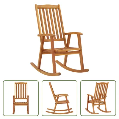 Image de The Living Store fauteuil à bascule en bois massif d'acacia