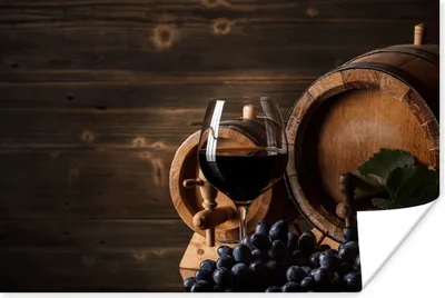 Produktbild von MuchoWow® Poster Wein - Weinglas - Weintrauben - Glas 60x40 cm - Schlafzimmerdekoration