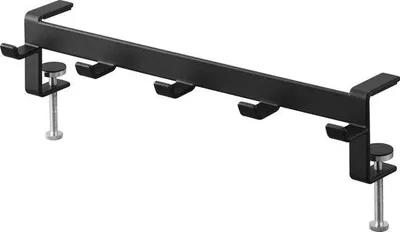 Obrázok produktu pre Ibenzoa® Minimalistická čierna stolová svorka s 5 nastaviteľnými háčikmi – oceľ, 30,5 x 7 x 7 x 11 cm, úsporná, nosnosť 7,5 kg (1,5 kg/háčik)