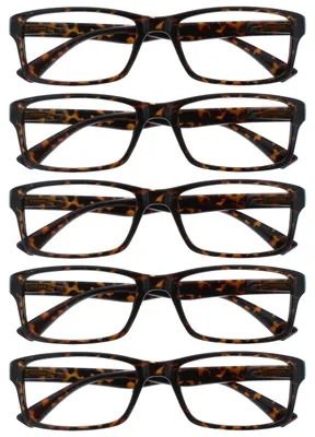 Produktbild von OPULIZE Die Lesebrille Unternehmen Braune Schildpatt Wert 5er-Pack Herren Frauen Designer Stil Leser RRRRR92-2 +1,00