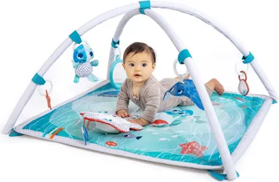 Produktbild von Tiny Love Krabbeldecke Treasure the Ocean, 2-in-1 Musikmobile Gymini, weiche Baby-Spieldecke mit Spielbogen, Musik Mobile, nutzbar ab der Geburt