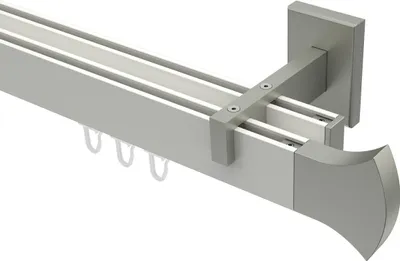 Produktbild von Interdeco Innenlaufstange / Gardinenstange mit Innenlauf Weiß / Edelstahl-Optik, Typ Smartline Conex (Rundung), 14x35 mm 2-läufig, 540 cm