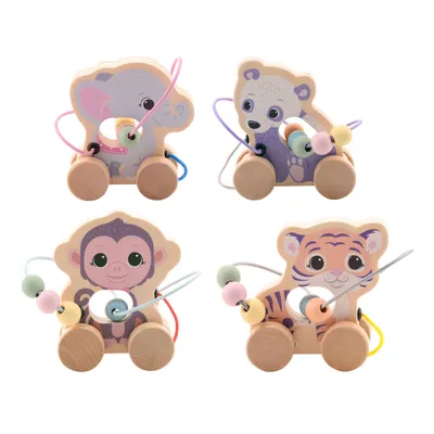 Image de Joueco The Wildies Animal en bois avec piste perlée