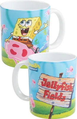 Produktbild von Spongebob Schwammkopf Tasse - Jellyfish Quallen Kaffeetasse Becher Kaffeebecher aus Keramik 320 ml