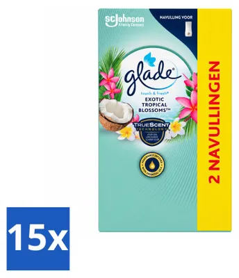 Immagine prodotto di 15 ricariche Glade Touch & Fresh - Profumo Esotico delle Fiori Tropicali - 10 ml - Confezione vantaggiosa - 15 pezzi