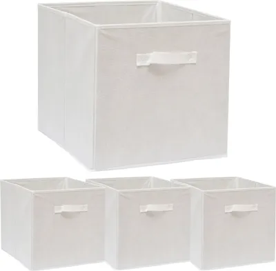 Zdjęcie produktu dla zestaw 4 pudełek do przechowywania półek Kallax 33x38x33 z uchwytem Składane pudełko białe