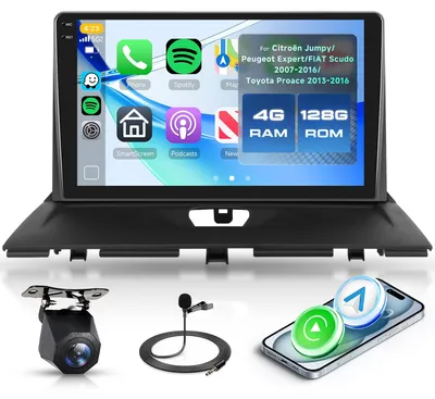 Immagine prodotto di Autoradio Android 4G + 128G per Citroen Jumpy dal 2007 al 2016, display da 9 pollici, compatibile con Carplay, GPS e Bluetooth