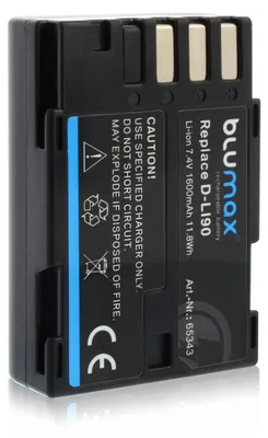 Produktbild von 2x Blumax Akku | für Pentax D-LI90 Digitalkamera | Kapazität 1600mAh |Spannung 7,4Volt | Video- und Kamerazubehör