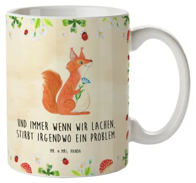 Produktbild von Mr. & Mrs. Panda Becher Eichhörnchen Blume - Naturpapier - Geschenk, Tasse, Spaß, Teebecher, Motivation Sprüche, Teetasse, glücklich Spruch, Kaffeebecher, Kaffeetasse