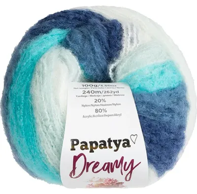 Obrázok produktu pre Priadza PAPATYA DREAMY - 100 g / 240 m - tyrkysová, modrá, biela