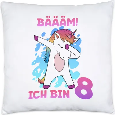 Produktbild von Bäääm Ich Bin 8 Kissen Inkl Füllung Einhorn 8. Geburtstag Geburtstagsgeschenk Einhorn-Fans Dabbing