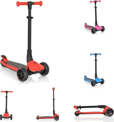 Produktbild von Byox Kinderroller Bolt 3 Räder, höhenverstellbar, klappbar, PolyurethanRäder, ABEC-9 rot