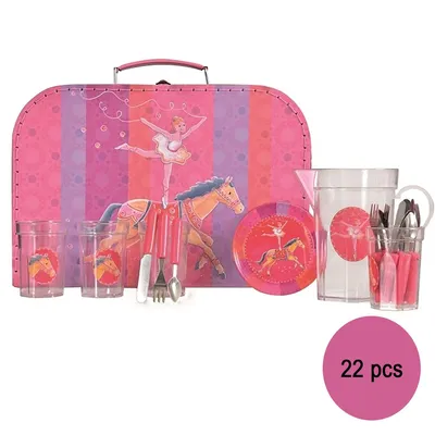 Produktbild von Kinder Küchengeschirr Teeservice Ballerina mit Pferd Kinderküche-Zubehör 22-tlg.