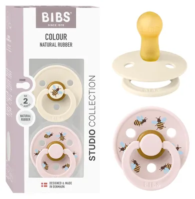 Immagine prodotto di Bibs STUDIO, ciuccio classico per bambini, forma rotonda, in lattice, adatto a maschi e femmine