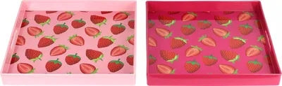 Produktbild von FURNARO Tabletts Strawberry 2er-Set - pink, Kunststoff, quadratisch