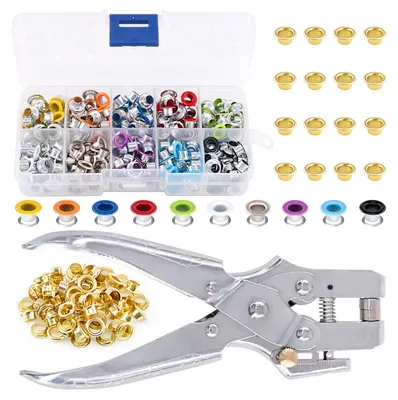 Metall-Ösen-Set 300 Stück 10 Farben mit Lochzange