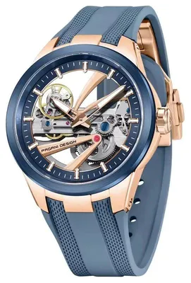 Produktbild von Herrenuhr Pagani Design Xeric, mechanisch, Silikonarmband, Skelett, Blau/Roségold