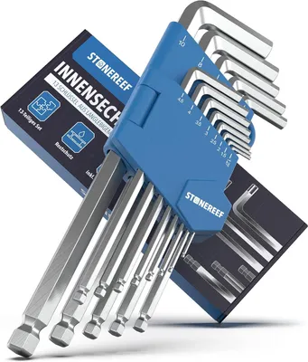 Produktbild von Innensechskantschlüssel Satz 13-tlg 1,27-10 mm Kugelkopf verchromt 13 Größen von 1,27 bis 10 mm decken Möbel, Fahrrad und Elektronik ab