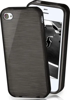 Produktbild von moex® Brushed Case kompatibel mit Apple iPhone 4s / iPhone 4 - Hülle aus Silikon, Schwarz