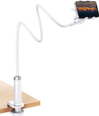Produktbild von Ugreen Universalhalterung Ständer Handyhalter Tablet (bis 12cm breit) Stativ Lazy Holder mit flexiblem Arm weiß (30488 LP113)