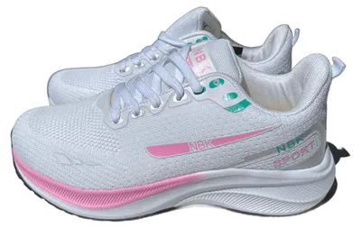 Produktbild von Damen Sneaker NBK Sportschuhe Turnschuhe Running Freizeit leicht - Weiß/Rosa, Gr. 41