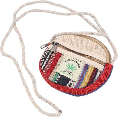 Produktbild von Rundes Ethno Patchwork Portemonnaie, Mäppchen, Brustbeutel - Bunt/beige, Uni - Erwachsene, Mehrfarbig, Hanf,Baumwolle,Hanf, 12*12*2 cm, Portemonnaies