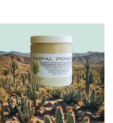Zdjęcie produktu dla Nopal w formie proszku (Opuntia ficus-indica) w praktycznym plastikowym pojemniku 350g