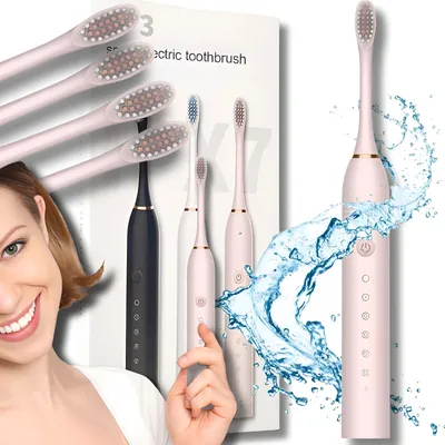 Obrázek produktu pro Sonický Elektrický Zubní Kartáček 6 Režimů Časovač + 4 Tipy