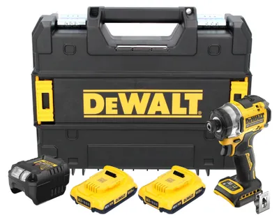 Zdjęcie produktu dla Akumulatorowy klucz udarowy DeWalt DCF 860 D2T 18 V 282 Nm 1/4" bezszczotkowy + 2x akumulator 2,0 Ah + ładowarka + TSTAK