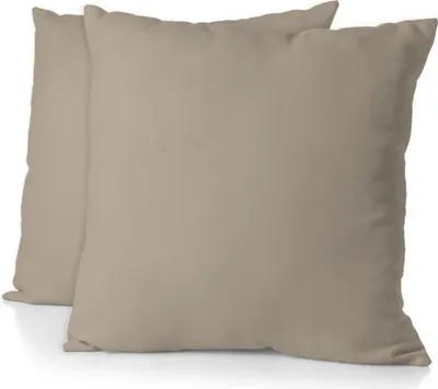 Image de 2 housses de coussin en microfibre, 82 g, 63 x 63 cm, beige