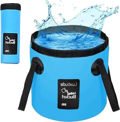 Image de Bac de lavage pliable de 20 litres pour l'extérieur - Bac de camping bleu ultra-léger et polyvalent