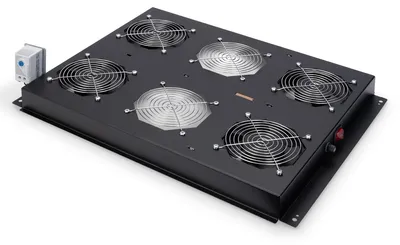 Produktbild von DIGITUS Professional DN-19 FAN-4-SRV-B - Rack-Dach mit 2 Lüftern - mit 4 Lüfter - Schwarz, RAL 9005 - 48.3 cm (19")