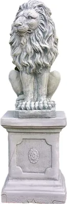 Produktbild von Löwe mit Sockel aus Steinguss als Set perfekt für den Garten die Terrasse oder den Vorgarten ist Frostfest Witterungsbeständig und Neu 91cm H, 1552uPO-74